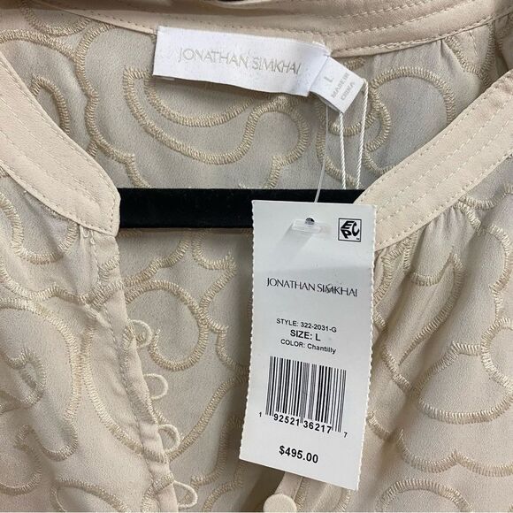 Jonathan Simkhai 
Jaid Embroidered Eyelet Blouse Cream Lace top $495 Sz L - Picture 13 of 15